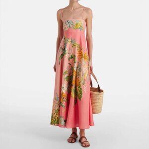 Alemais Women's Red Anika Floral Linen Maxi Dress